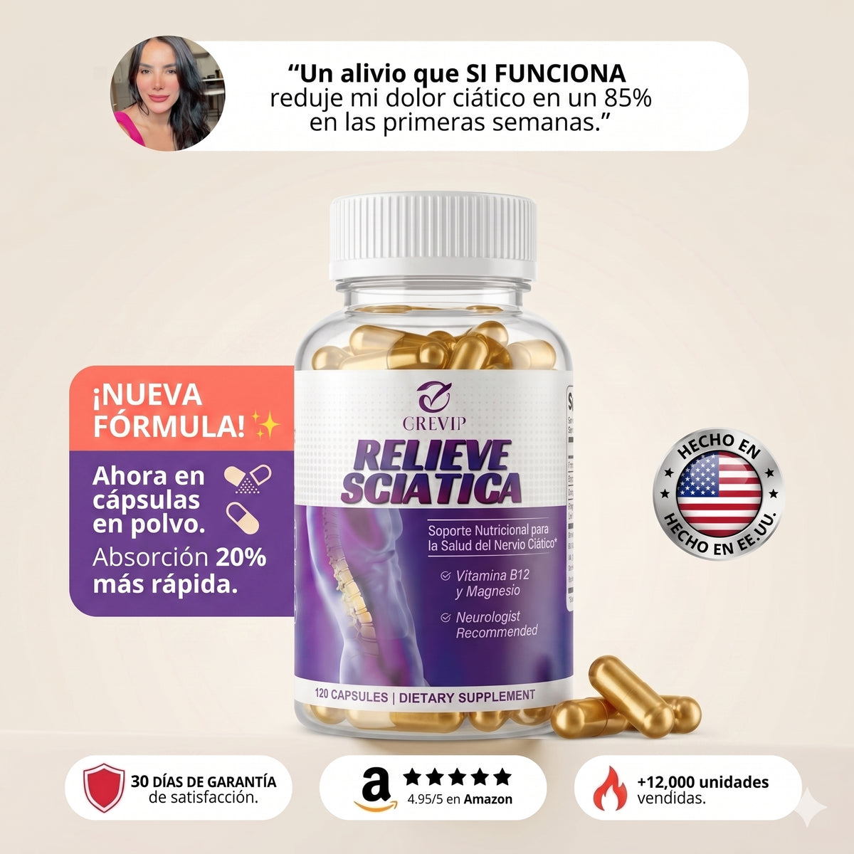 Relieve Sciatica™ | Adios al dolor en el nervio ciatico, espalda, calambres..